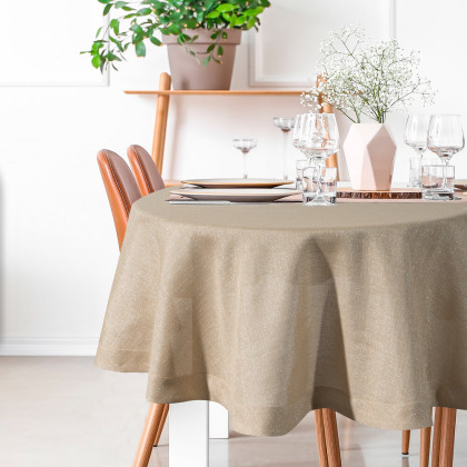 STELLA 2 kruhový zlatý obrus 180cm so štruktúrou plátna